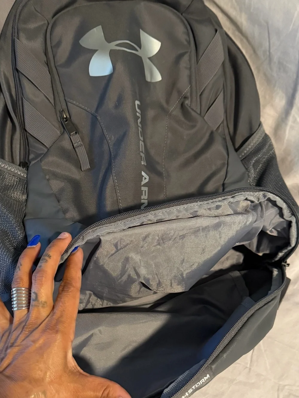 Under Armour Dark Gray Backpack with Reflective Logo